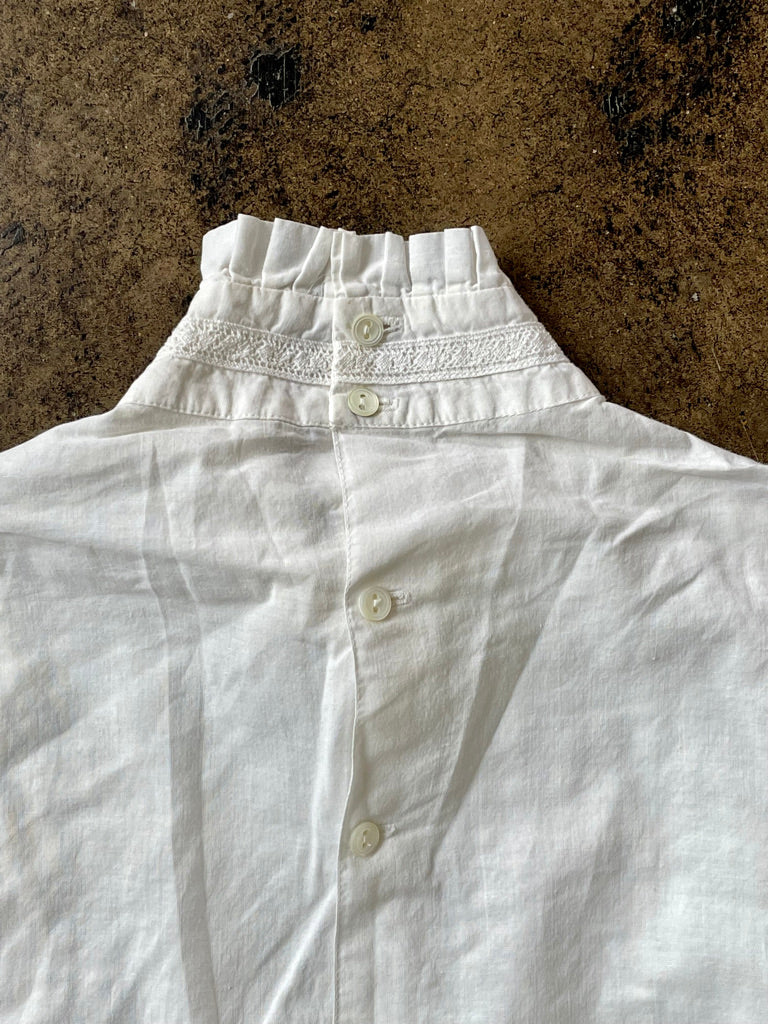 Vintage High Neck Cotton & Lace Blouse