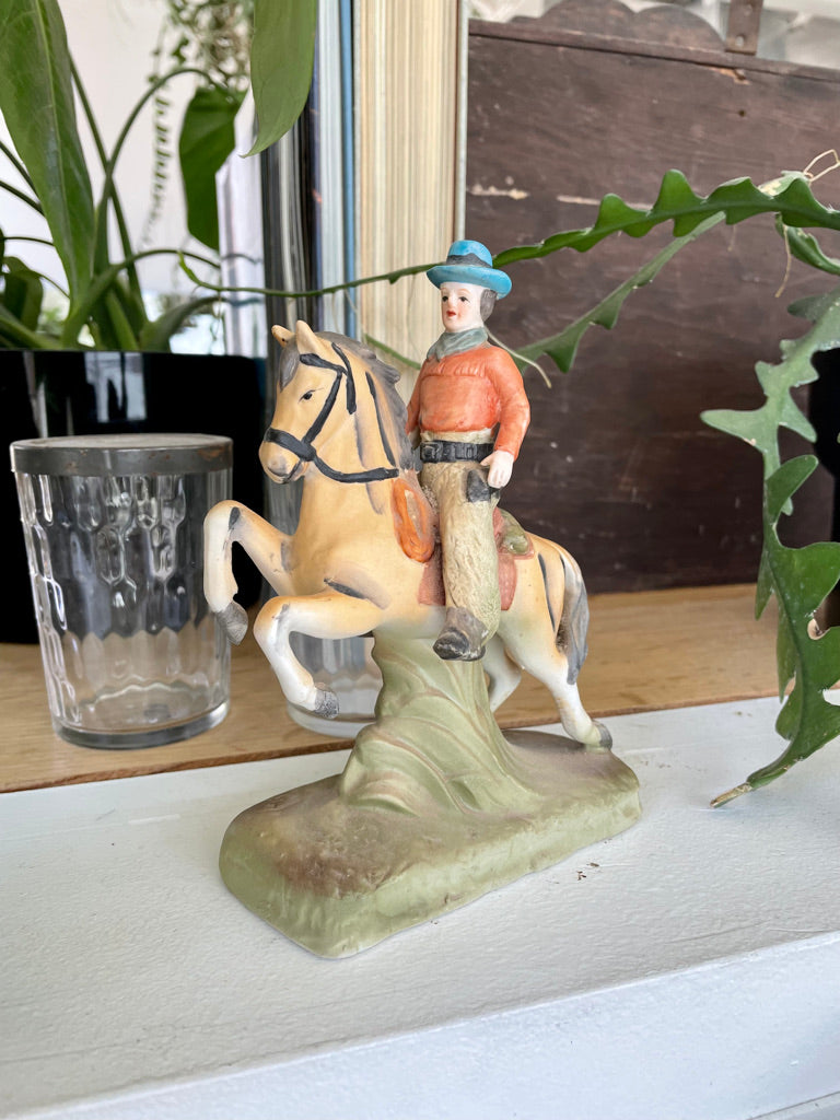 Vintage Korean Cowboy on Horse Figurine