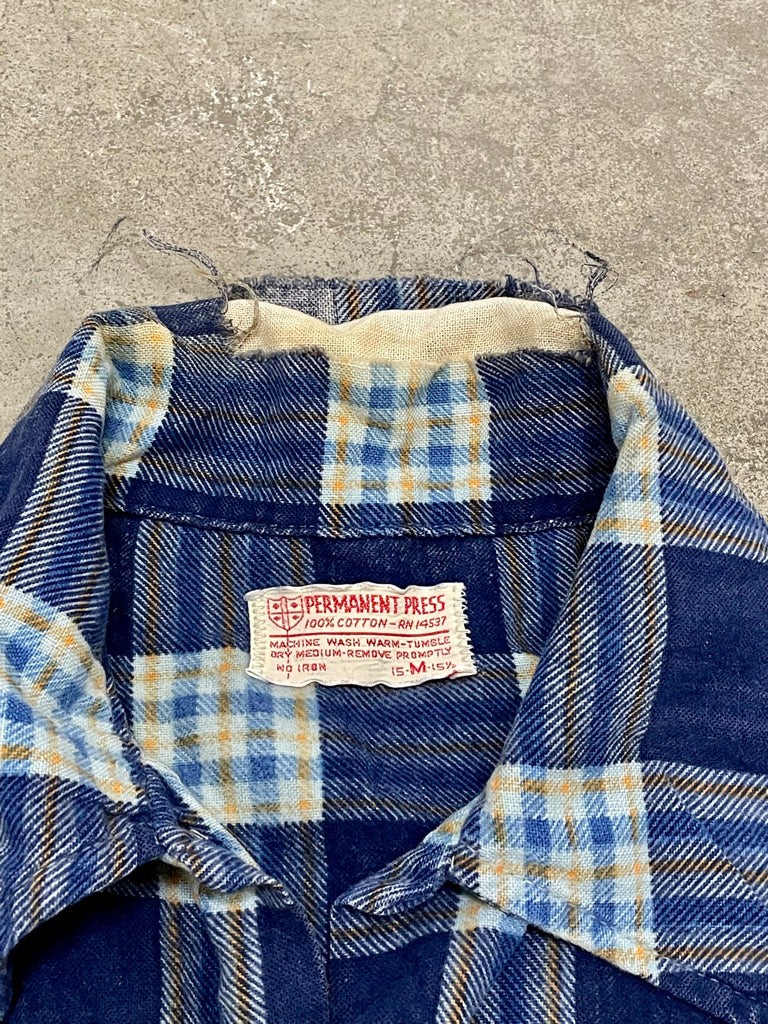 60's/70's Permanent Press Blue Flannel