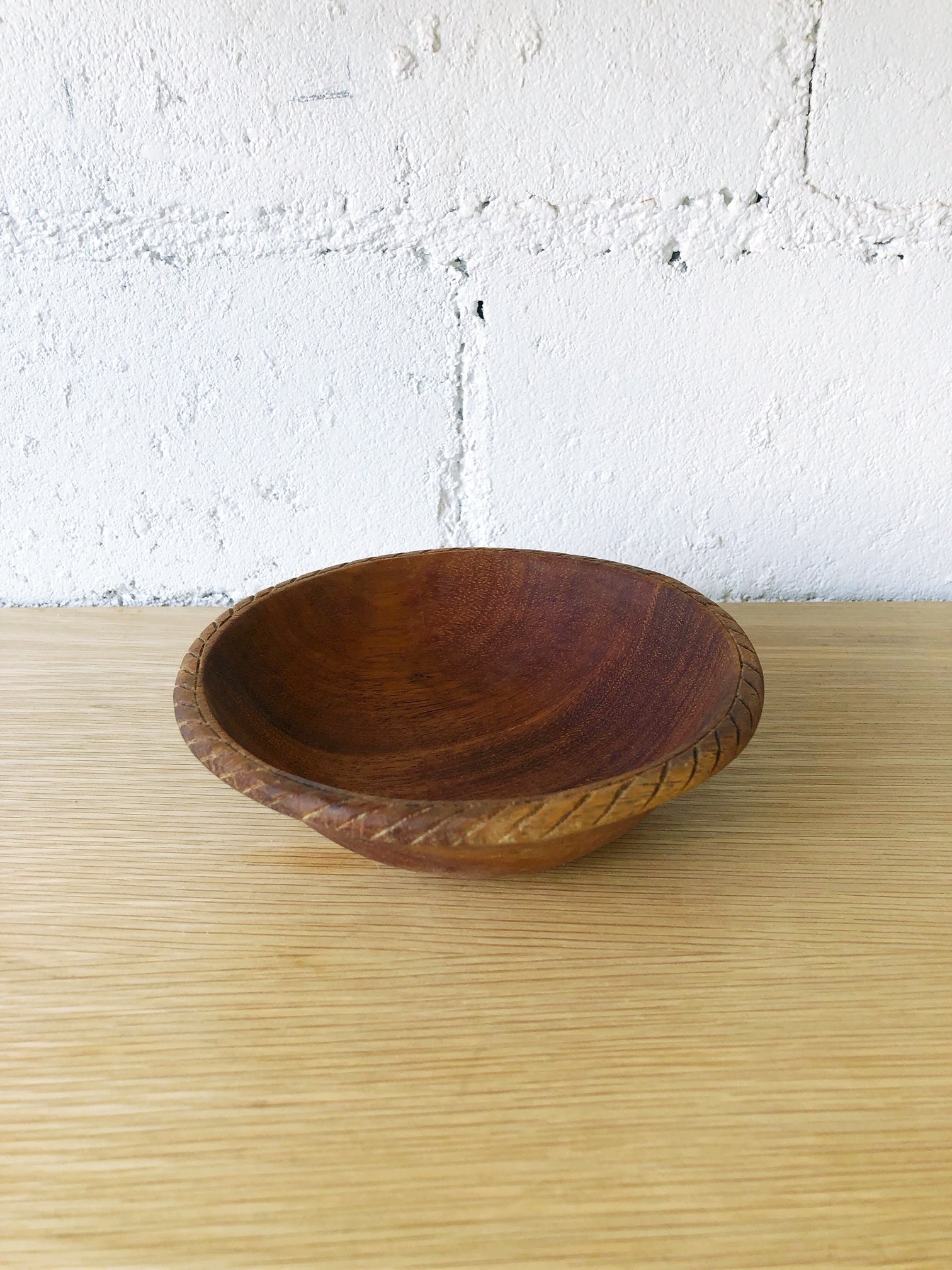 Carved Rim Wooden Bowl