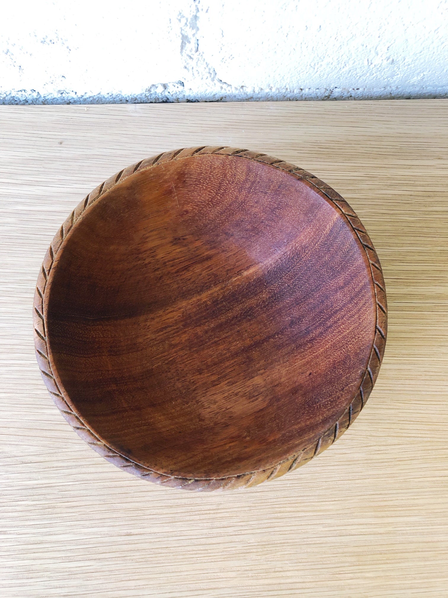 Carved Rim Wooden Bowl