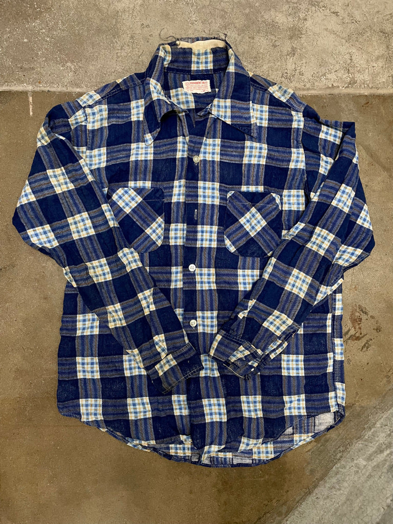 60's/70's Permanent Press Blue Flannel