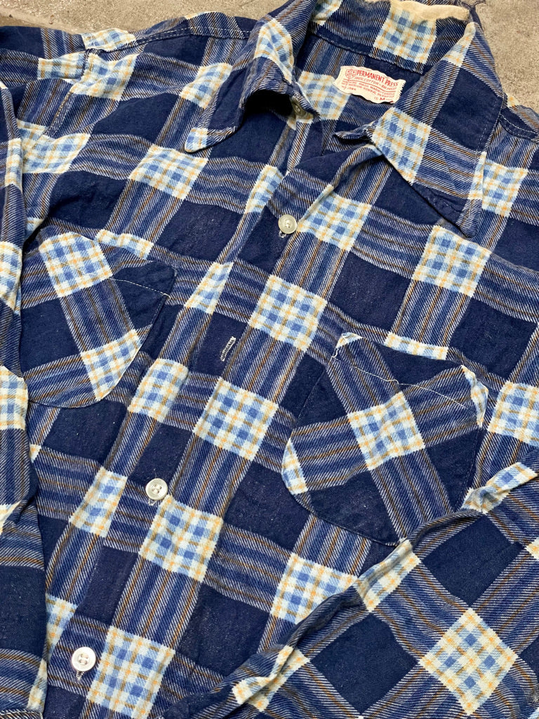 60's/70's Permanent Press Blue Flannel