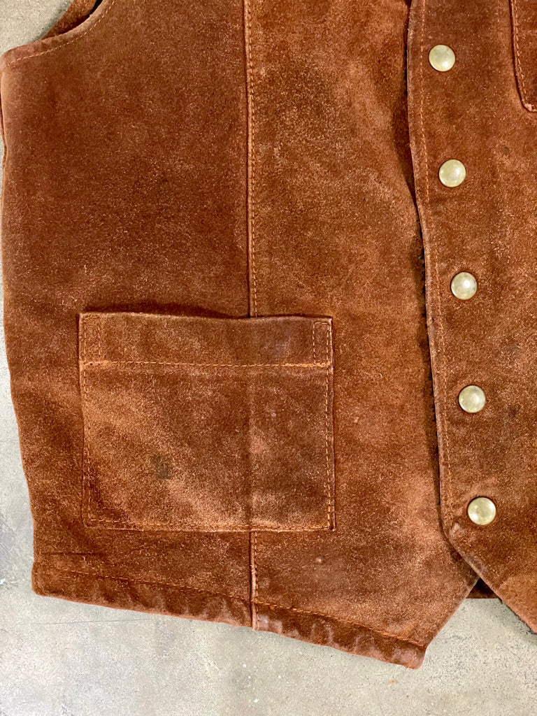 Vintage Buckboard Sherpa Lined Suede Vest