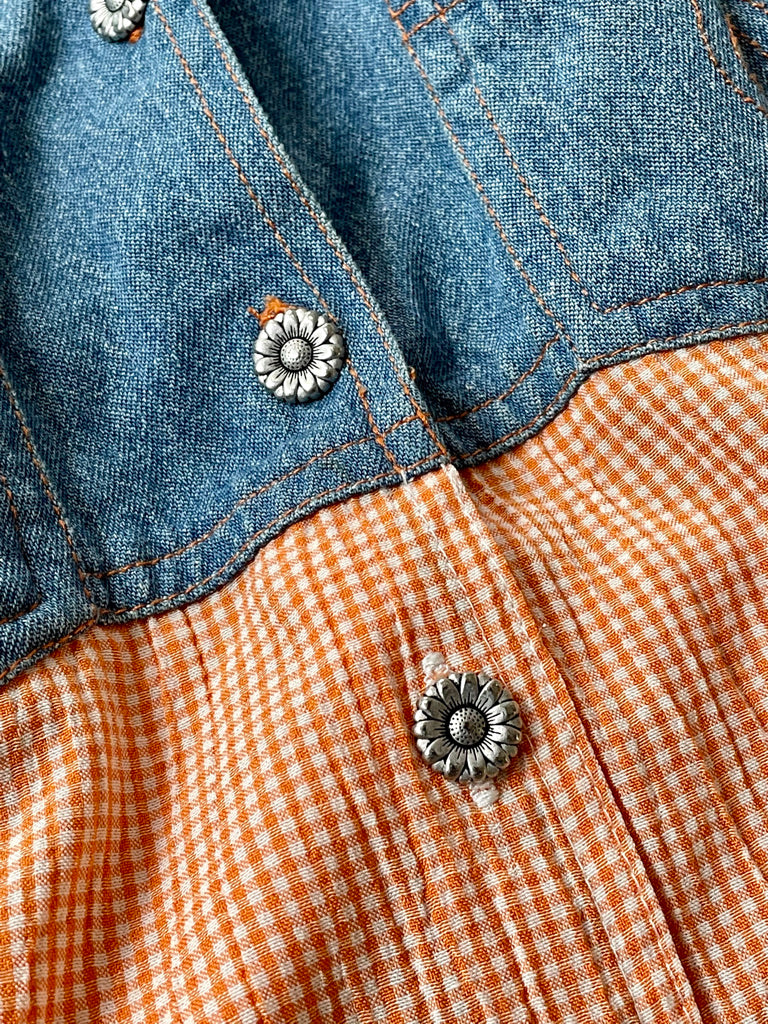 90's True Blue Denim & Gingham Dress