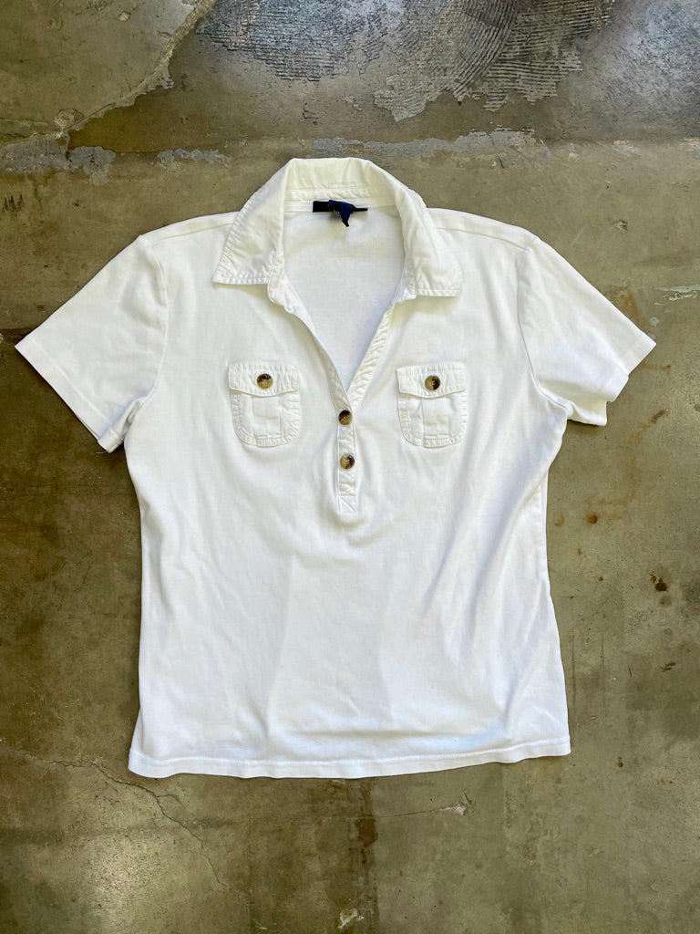 Vintage White Short Sleeve Polo