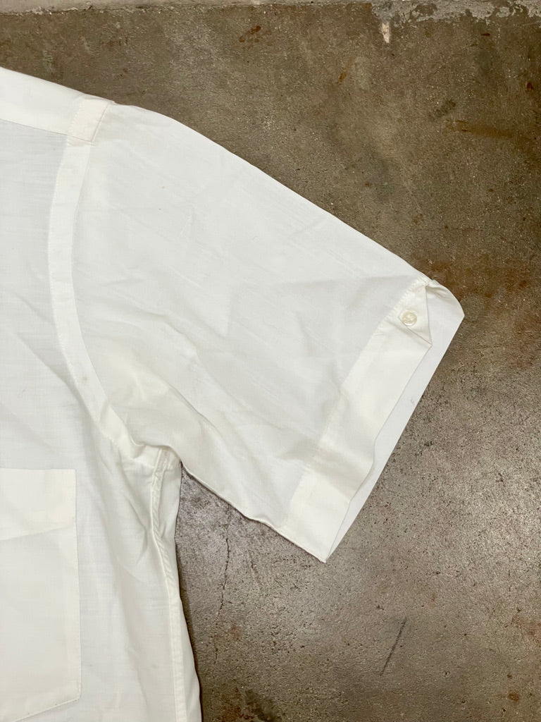 Vintage White Golden Needle Short Sleeve Shirt