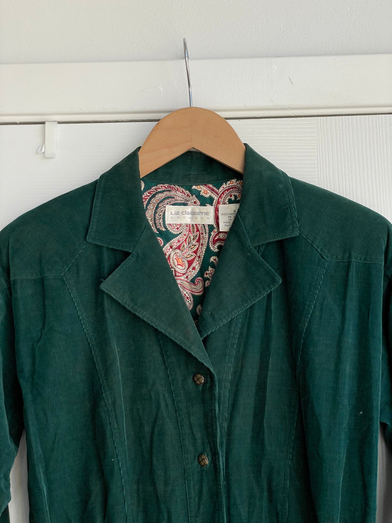 Vintage Green Corduroy Liz Clairborne Dress