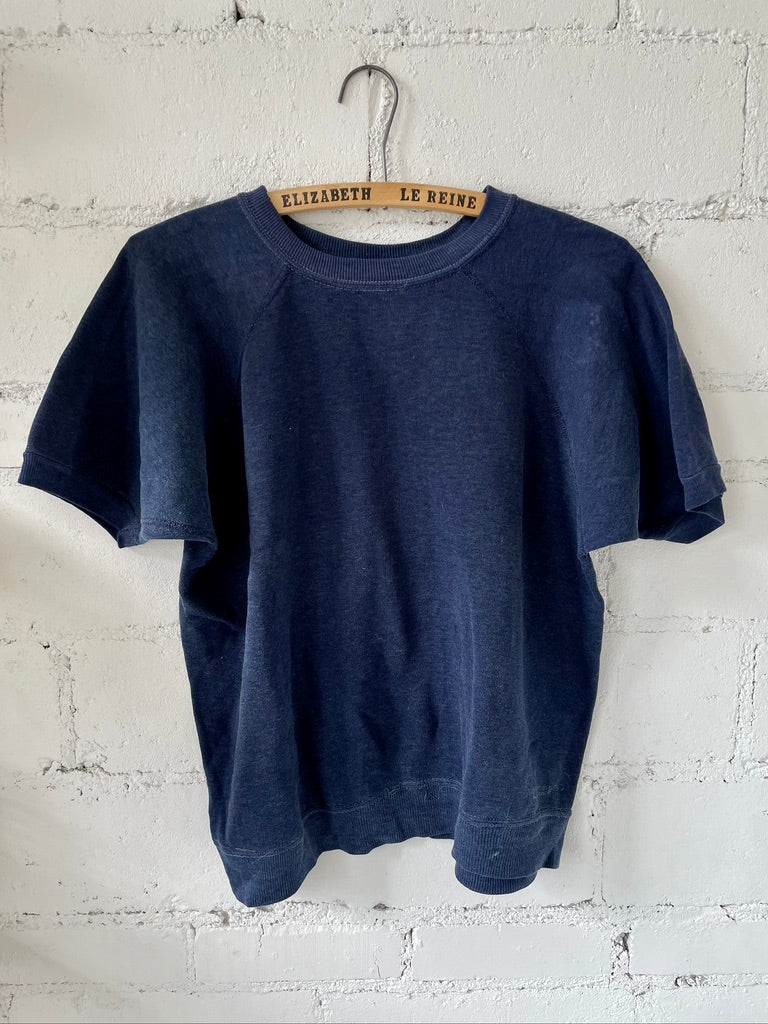Vintage Navy Blue Short Sleeve Sweatshirt