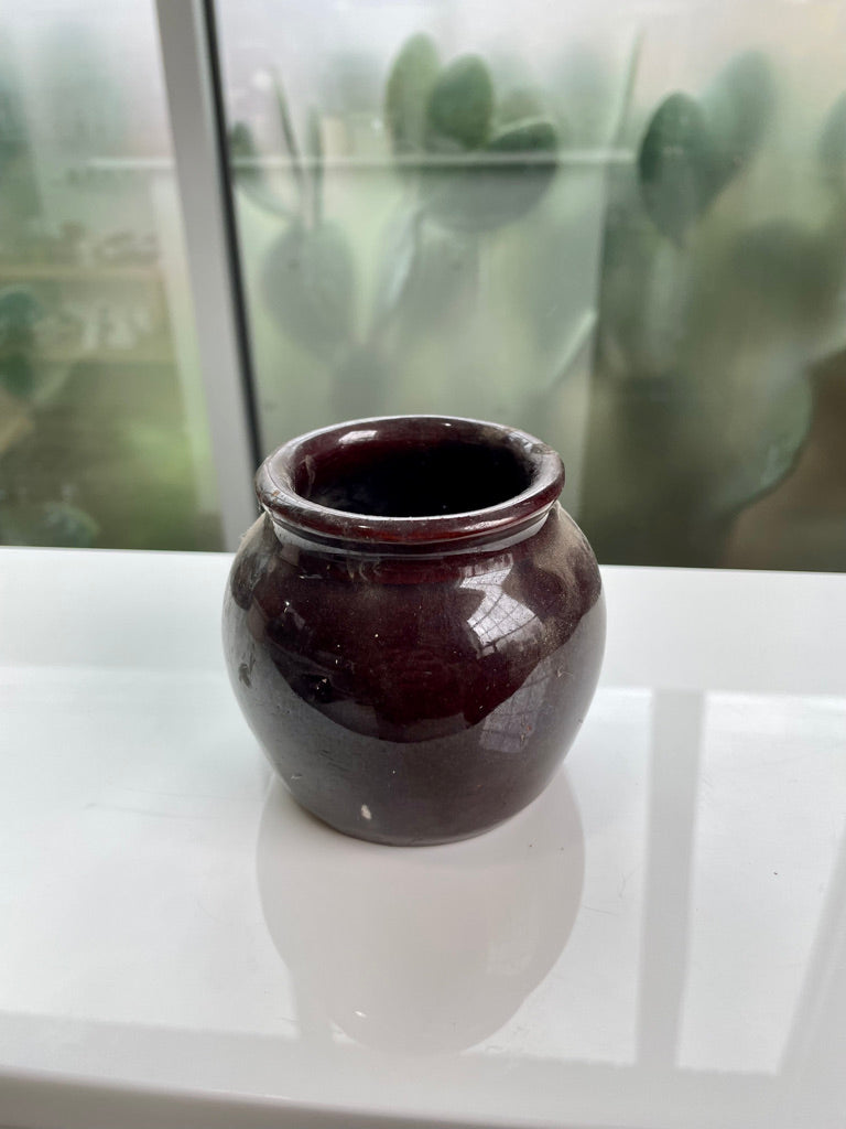 Vintage 3in Brown Ceramic Vase