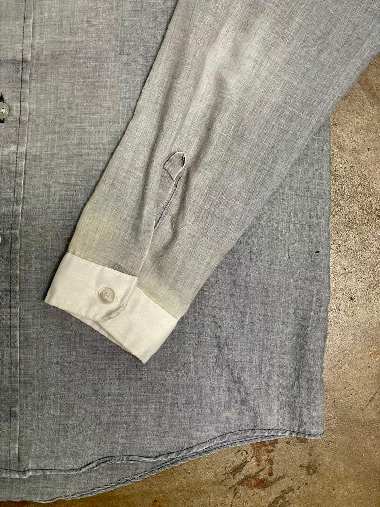 Vintage Grey Long Sleeve With Mandarin Collar