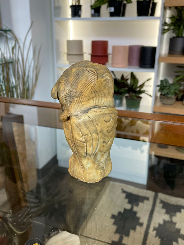 Vintage Yellow Carved Owl