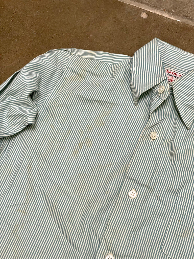 Vintage Green Striped Button Down
