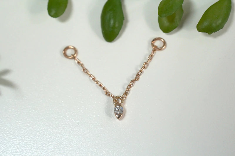 Modern Mood Chain with a Diamond Drop (14k Rose Gold)