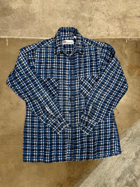 Vintage Royal Knight Blue Checkered Flannel