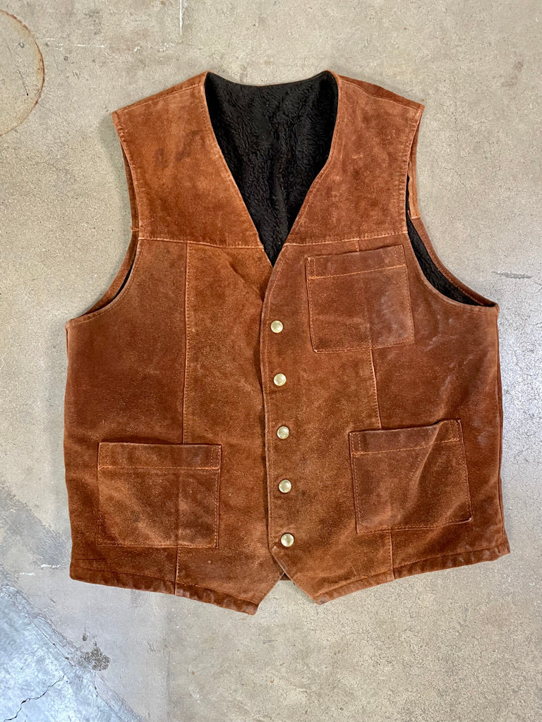 Vintage Buckboard Sherpa Lined Suede Vest