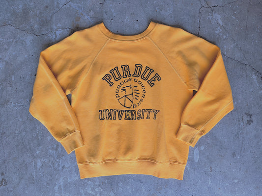 1970s-80s Yellow Purdue University Sweatshirt