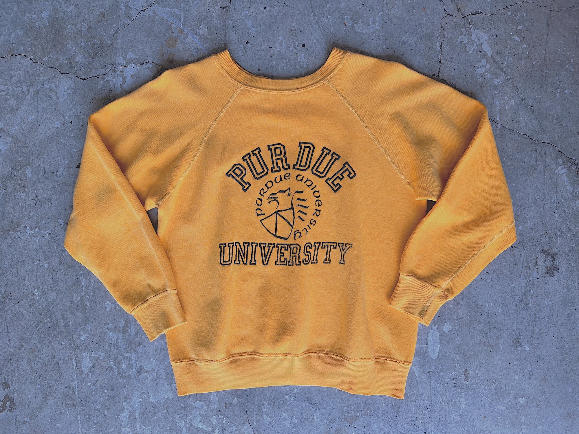 1970s-80s Yellow Purdue University Sweatshirt