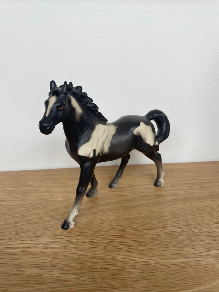 Vintage Black & White Horse Figurine