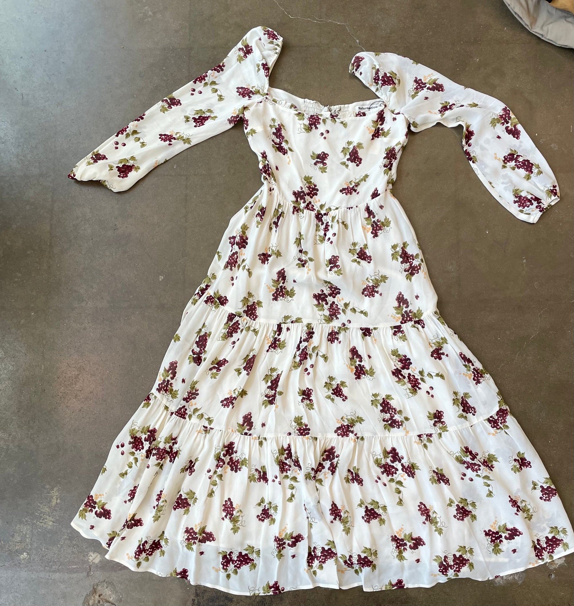 Reformation Cream Floral Dress