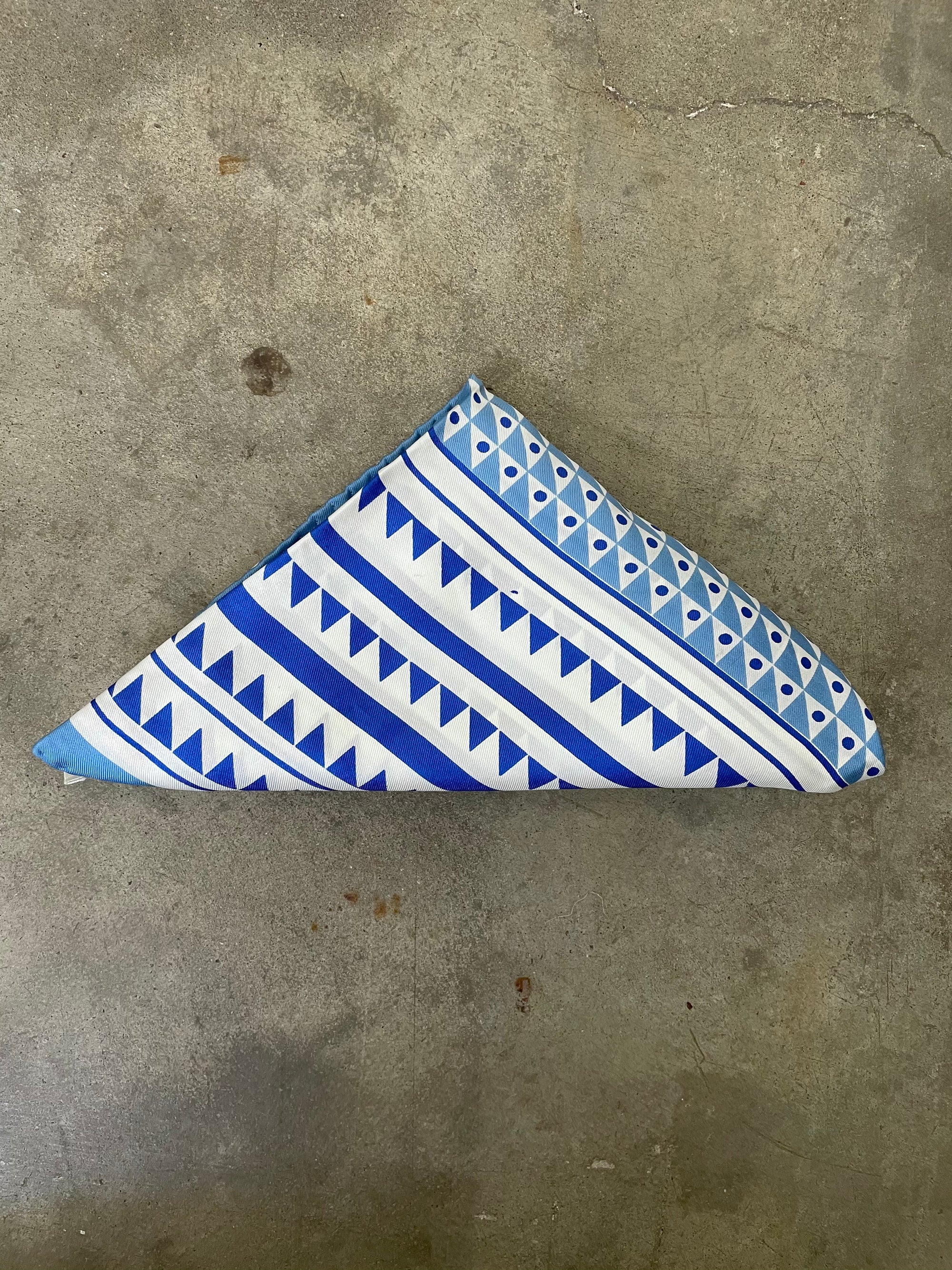 Vintage Japanese Blue & White Silk Scarf