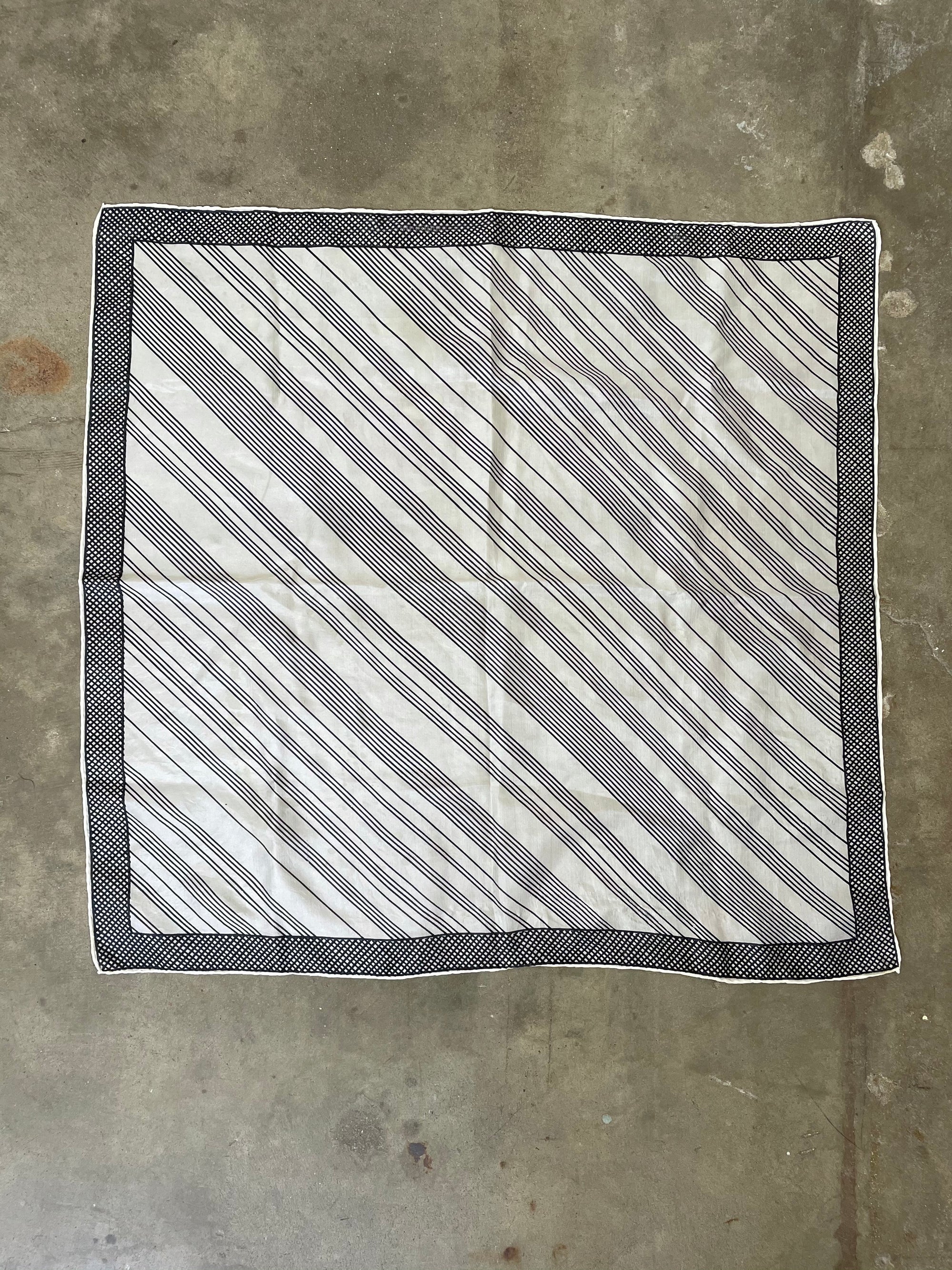 Vintage Japanese Black & White Silk Scarf