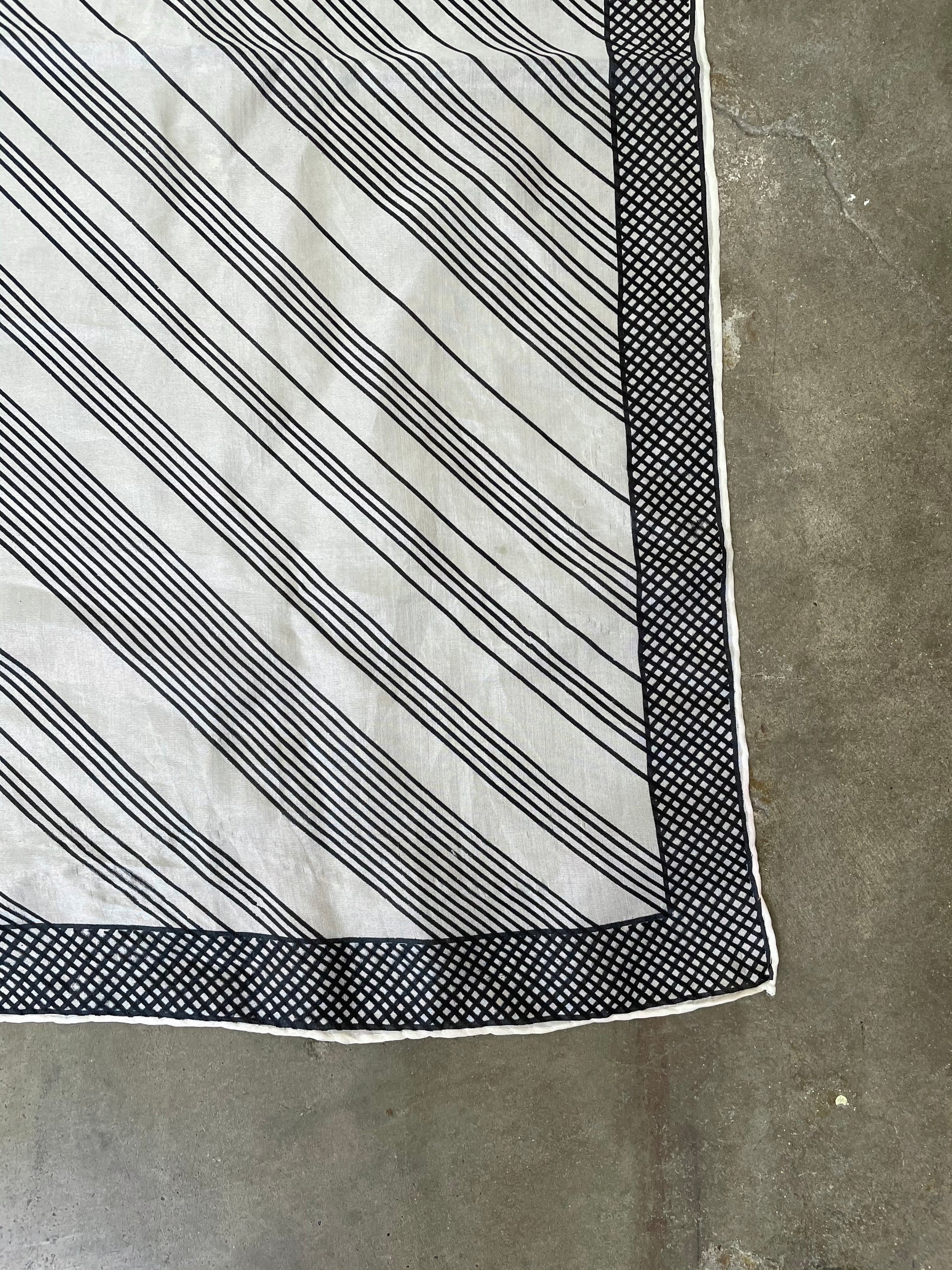 Vintage Japanese Black & White Silk Scarf