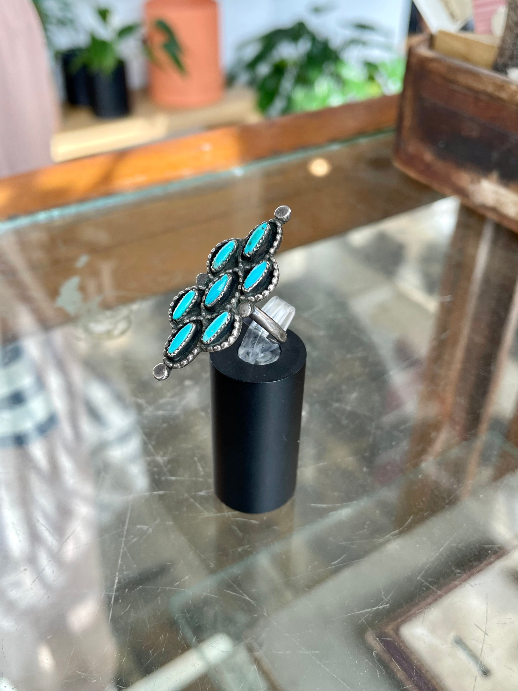 Vintage Turquoise Needlepoint Ring