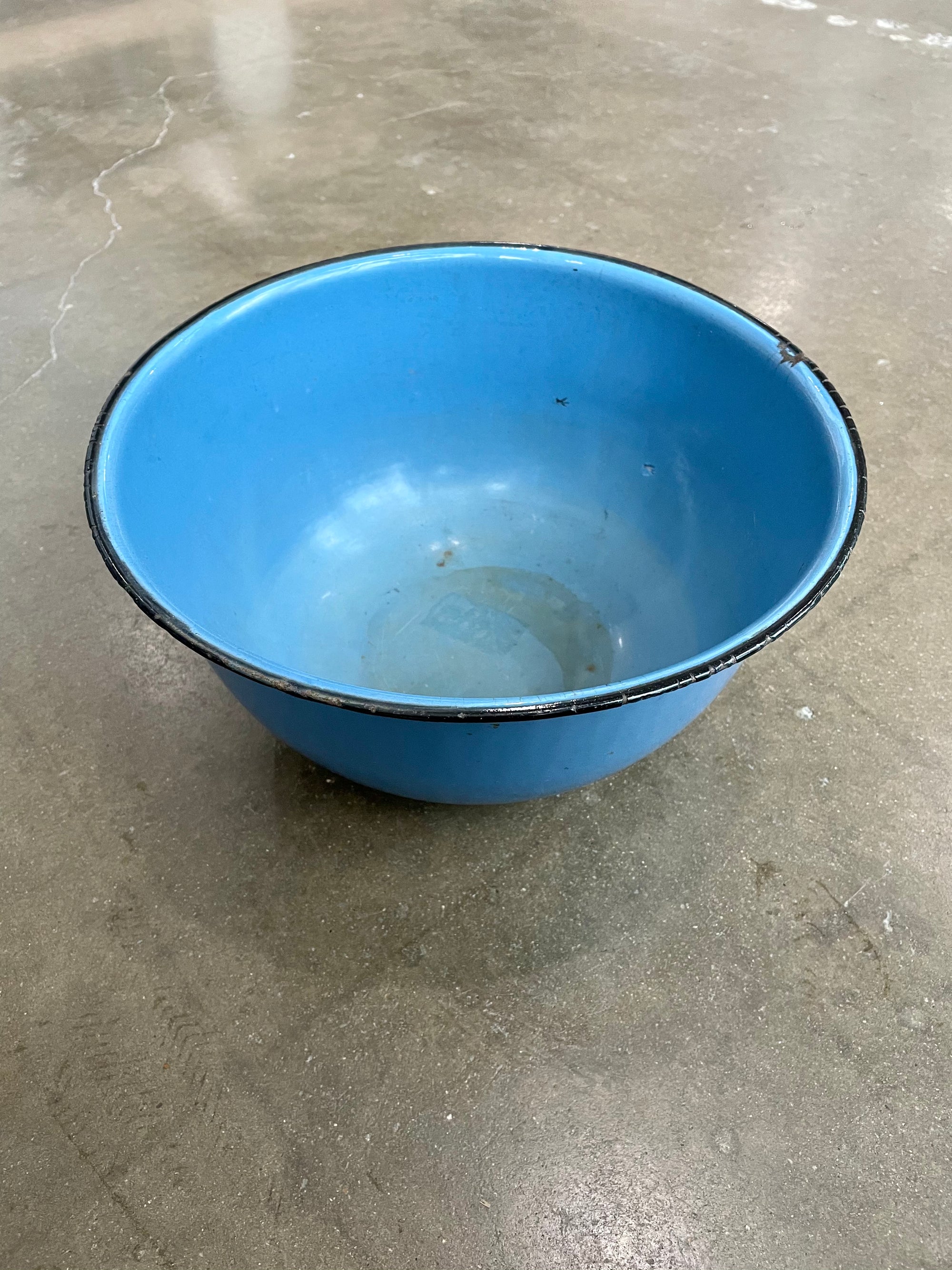 Vintage Blue Enamel Mixing Bowl