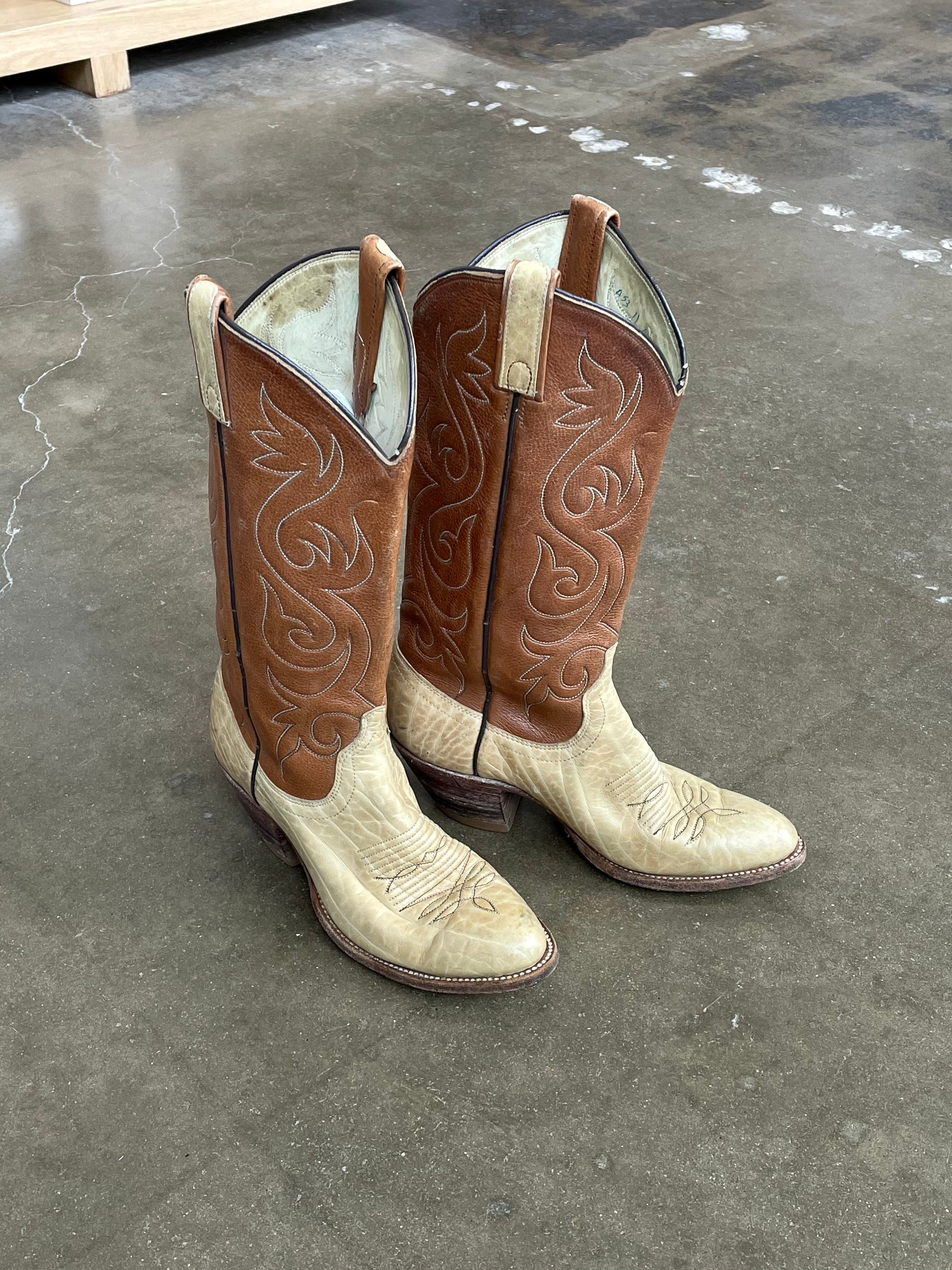 Vintage Brown & Tan Dan Post Cowboy Boots