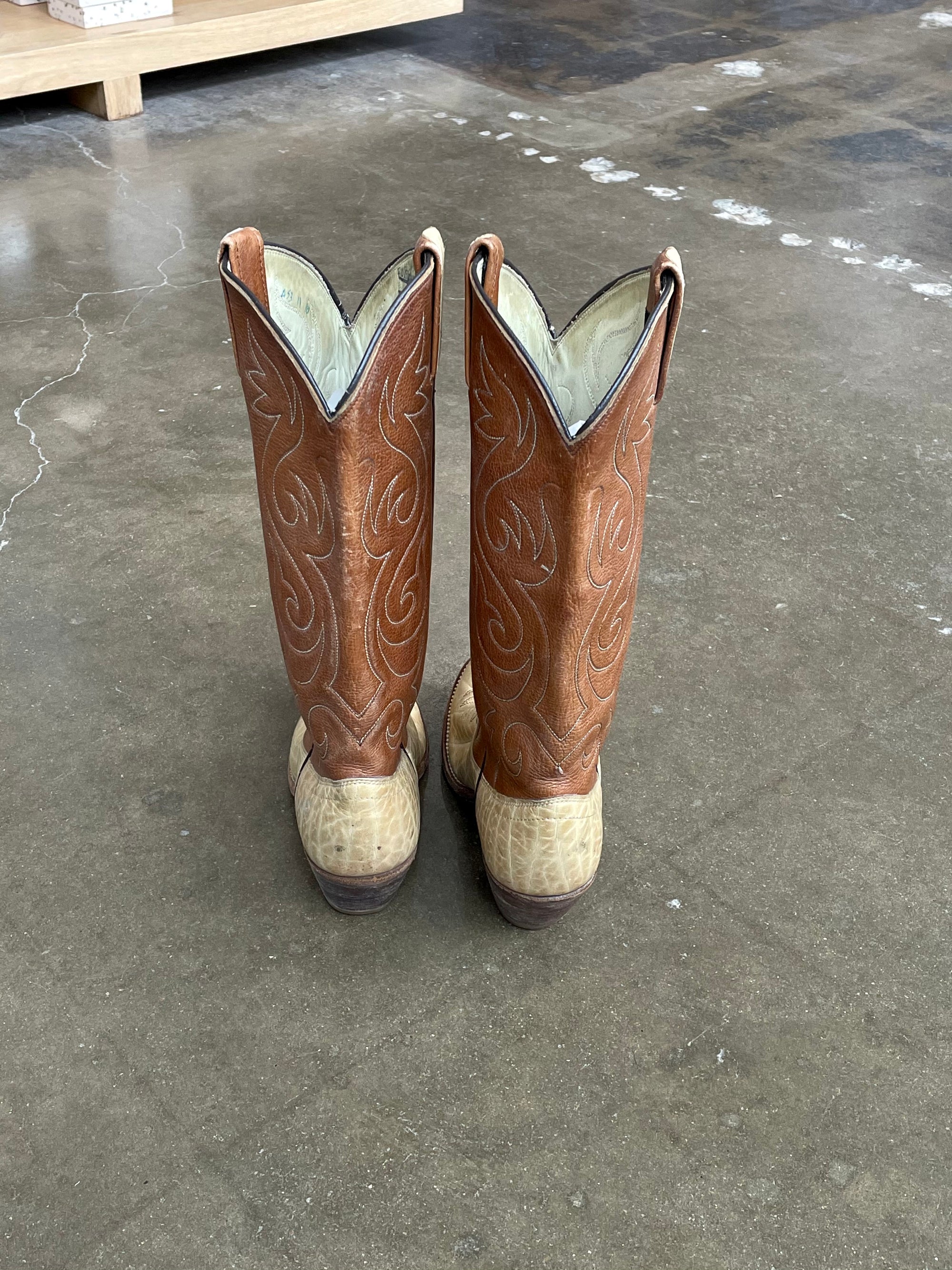 Vintage Brown & Tan Dan Post Cowboy Boots