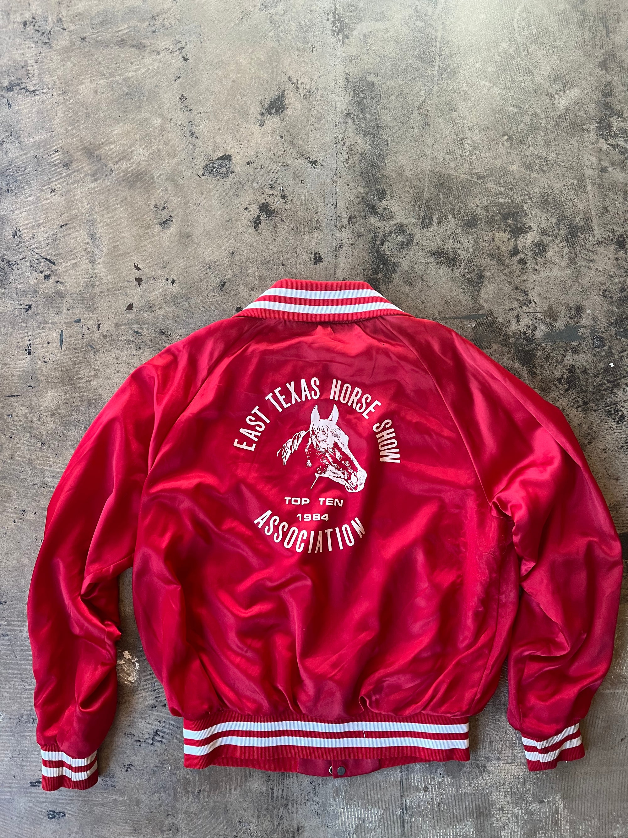 1984 East, Texas Horse Show Red Silk Bomber