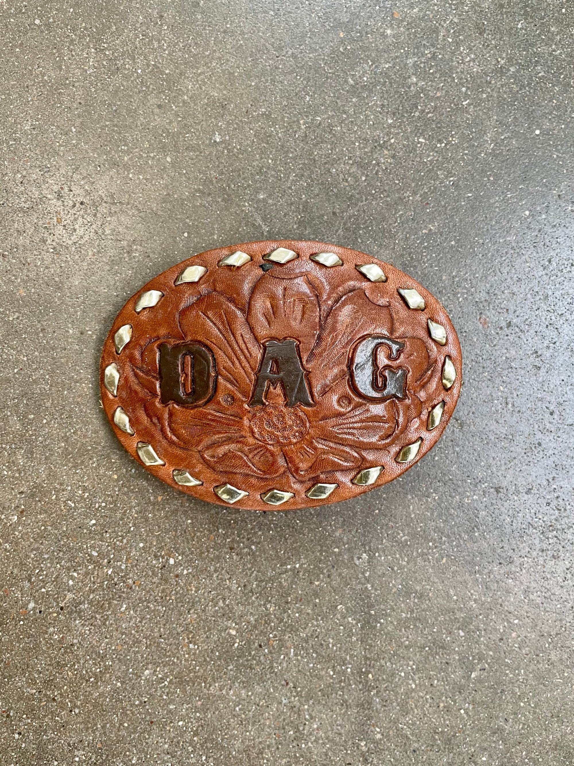 Vintage "D.A.G" Leather Belt Buckle