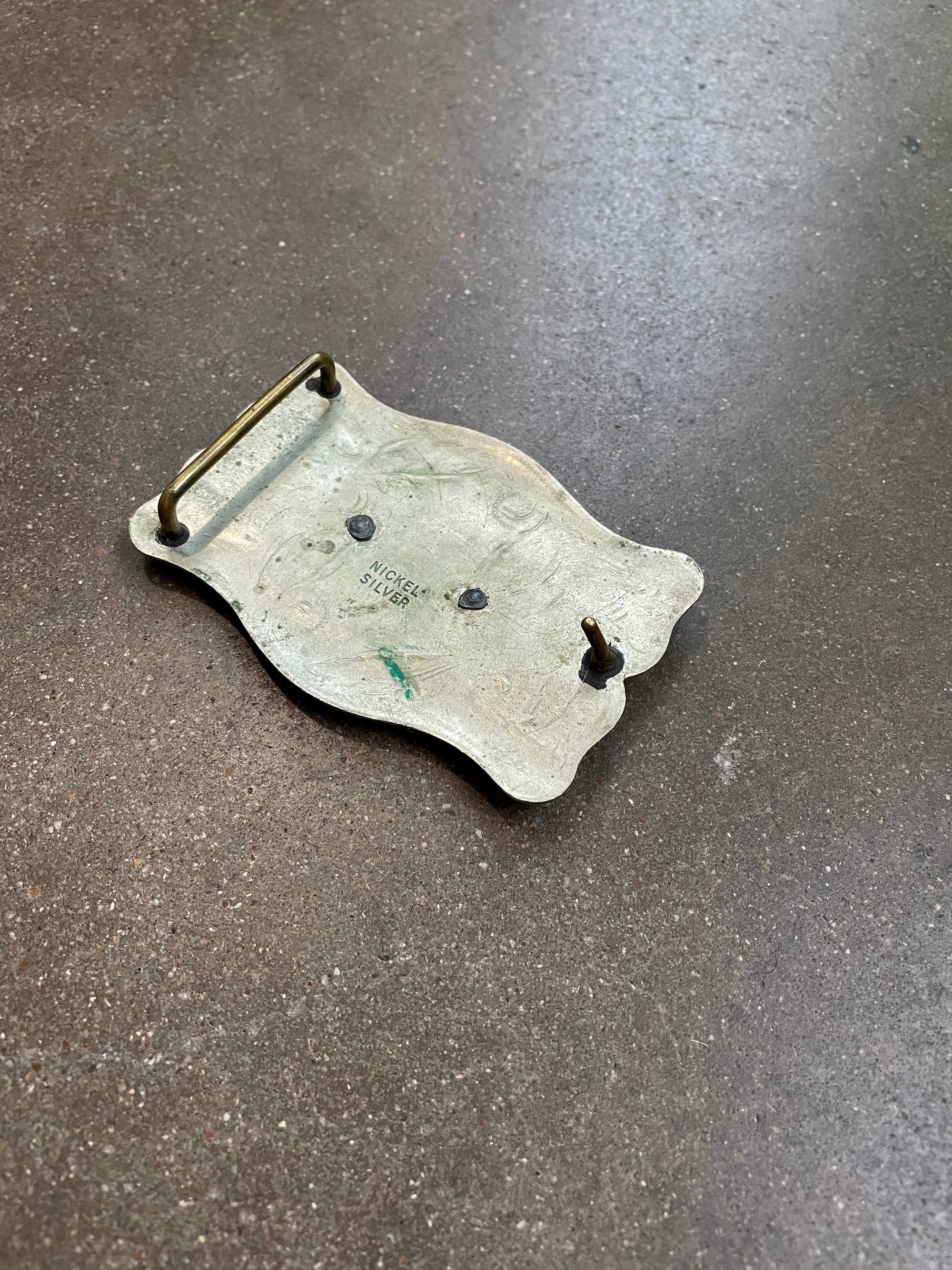 Vintage Silver Belt Buckle With Horse