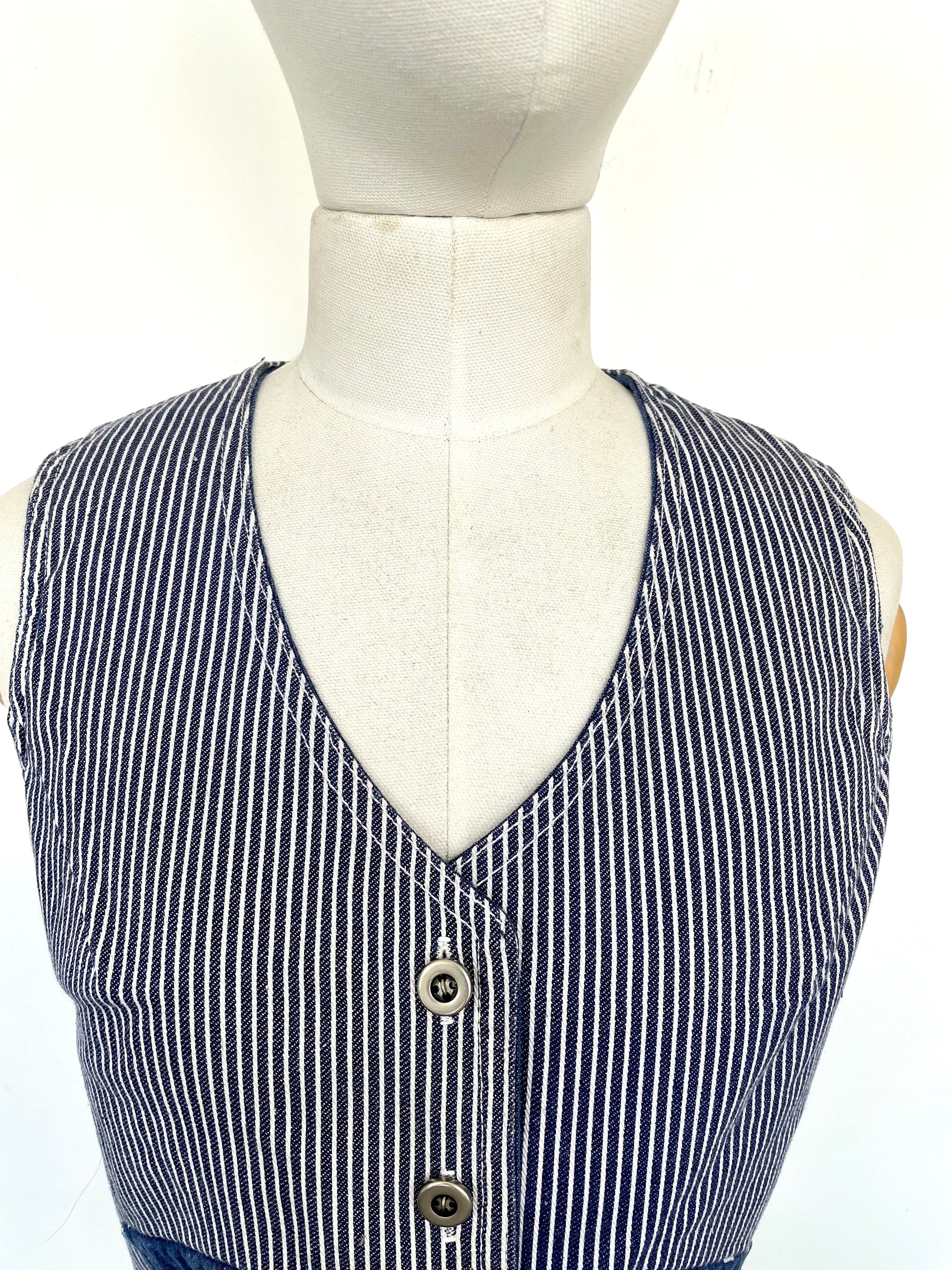 Vintage Striped Denim Vest