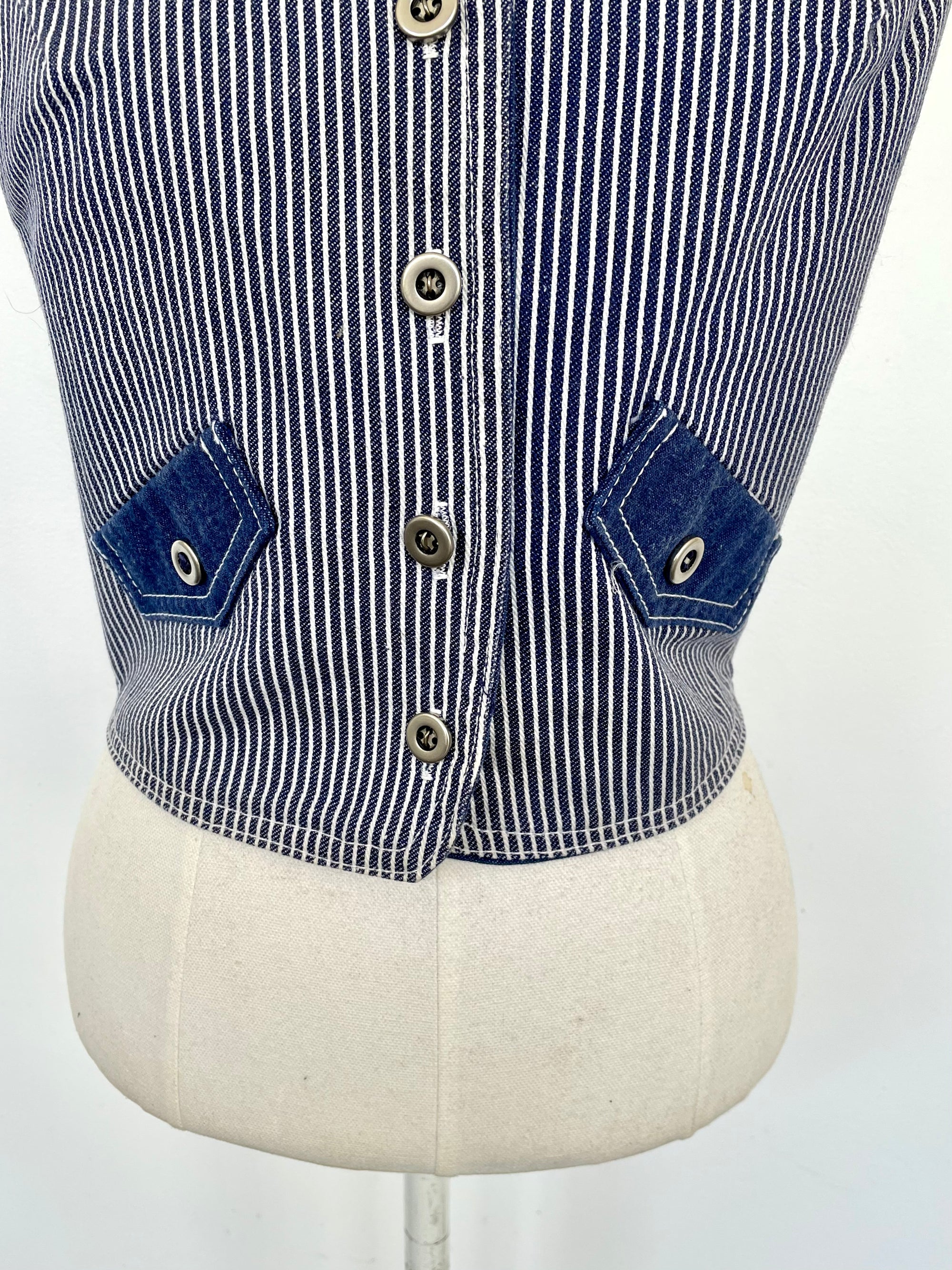 Vintage Striped Denim Vest