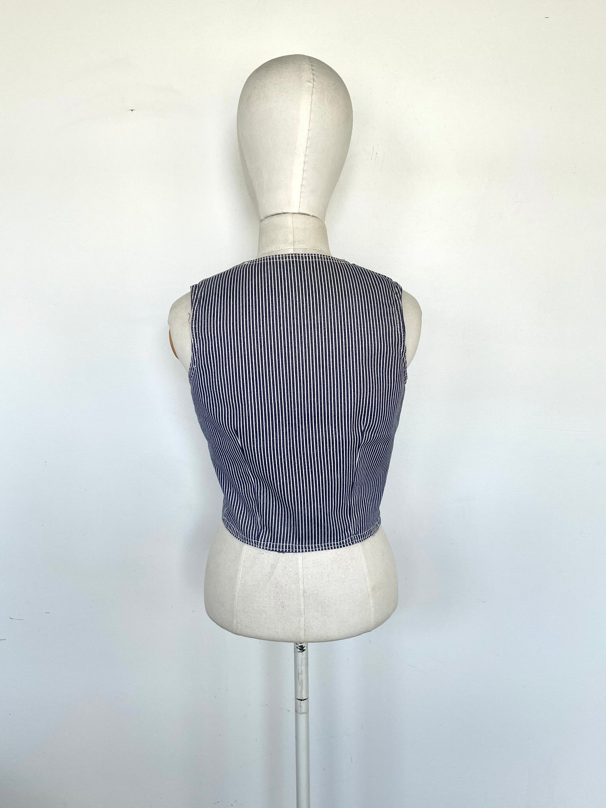 Vintage Striped Denim Vest