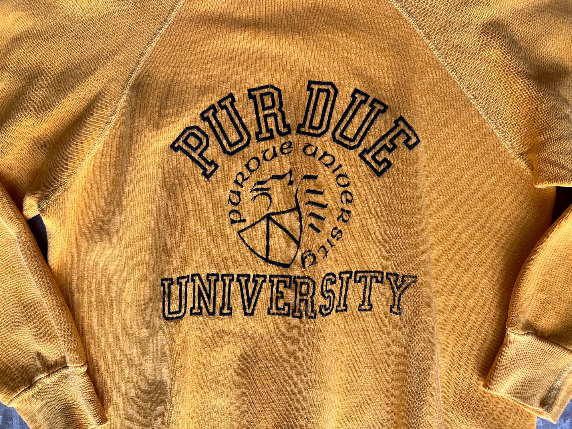 1970s-80s Yellow Purdue University Sweatshirt