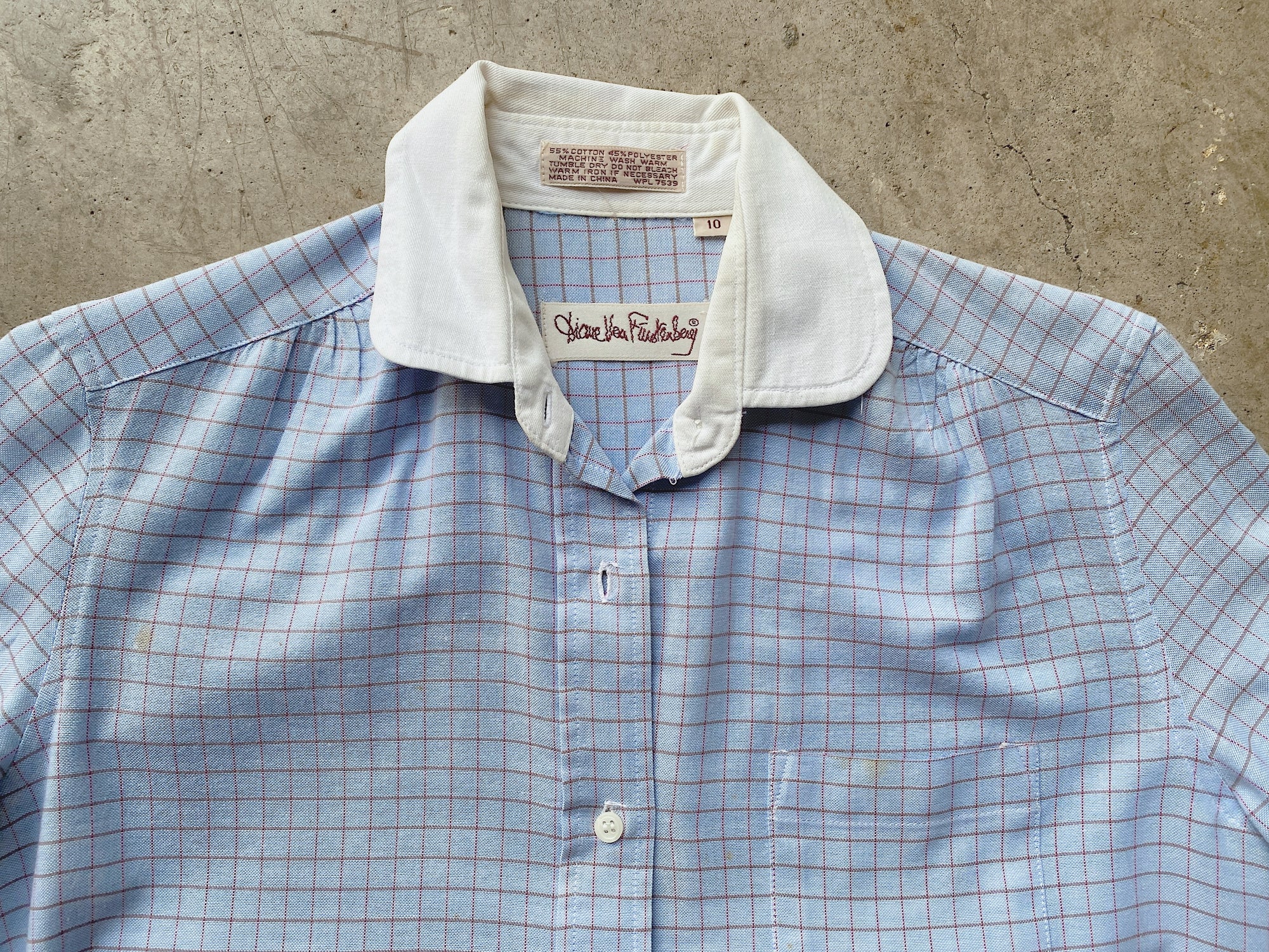 Blue Window Plaid DVF Button Up