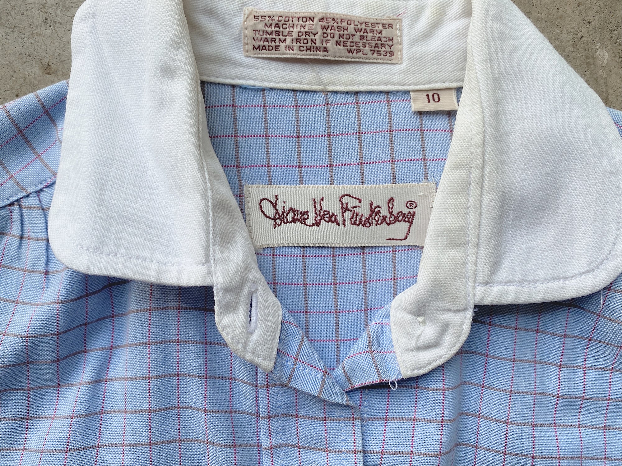 Blue Window Plaid DVF Button Up