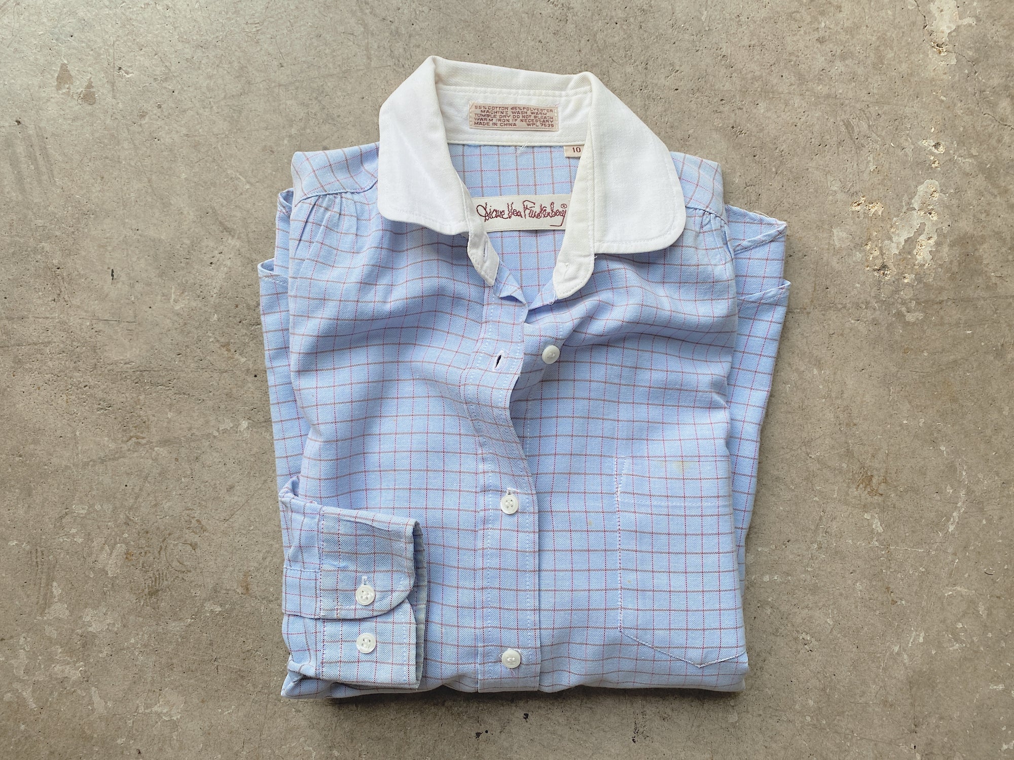 Blue Window Plaid DVF Button Up