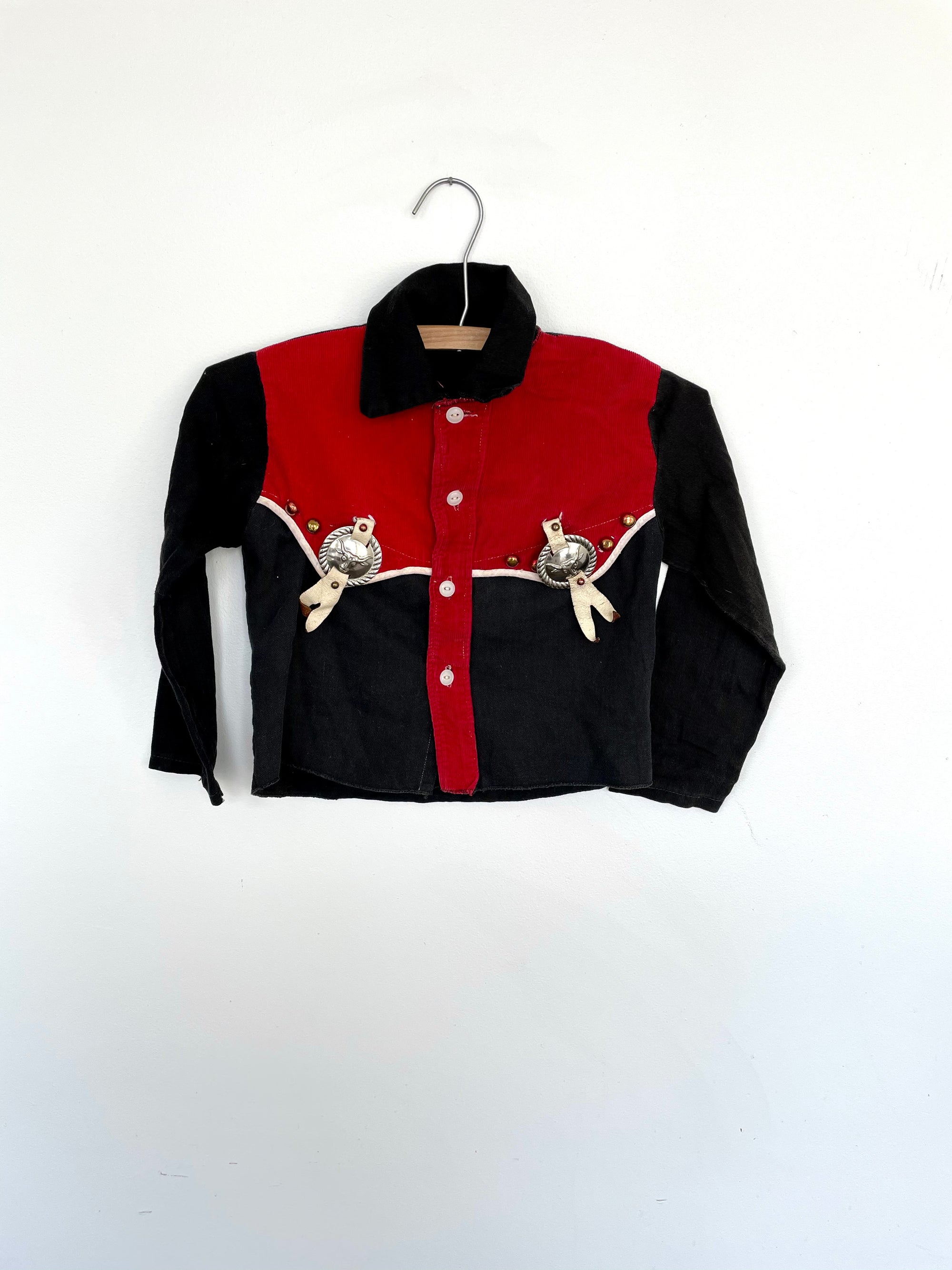 Vintage Black & Red Western Button Up