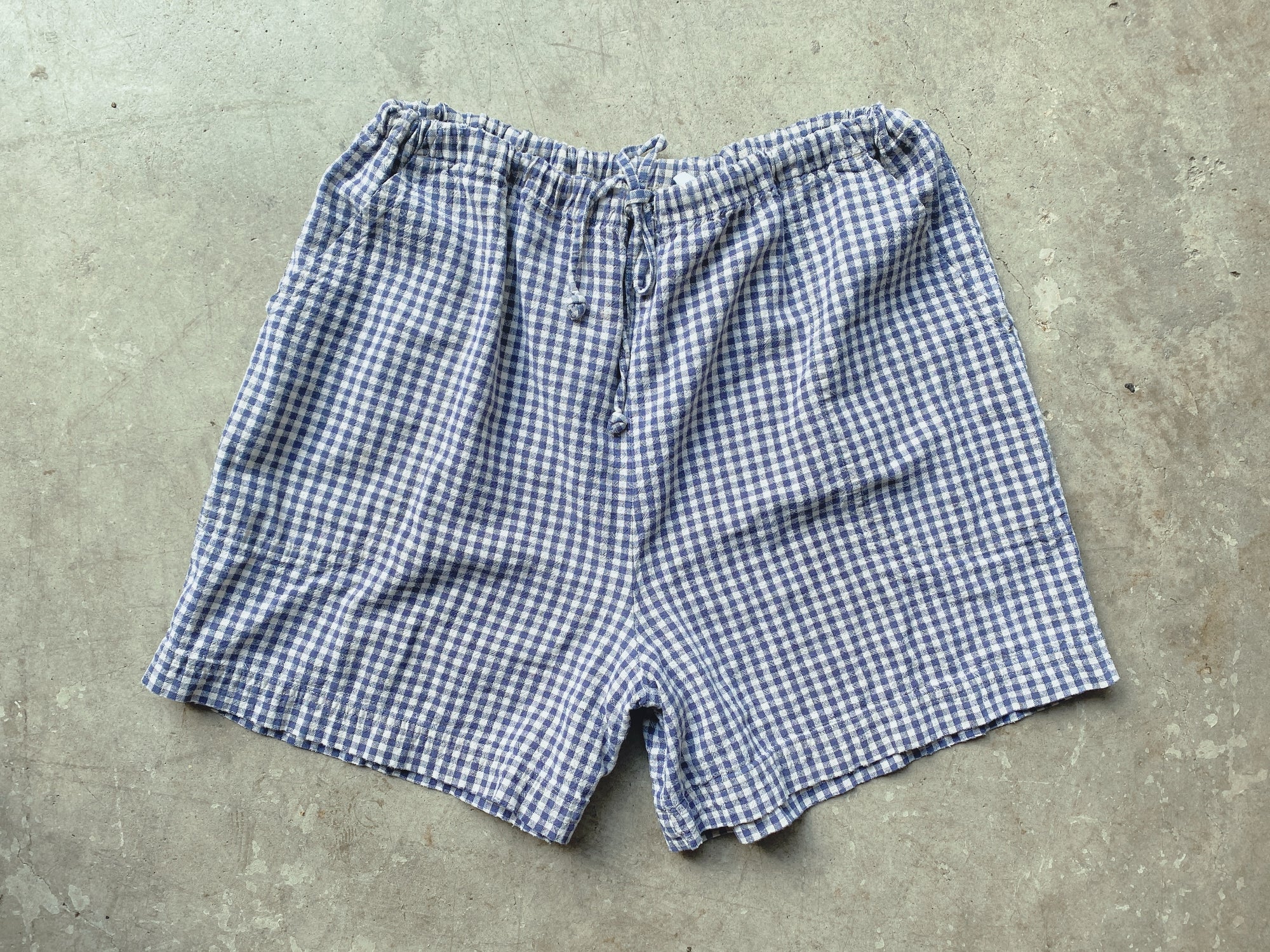 1980s Navy Gingham Short