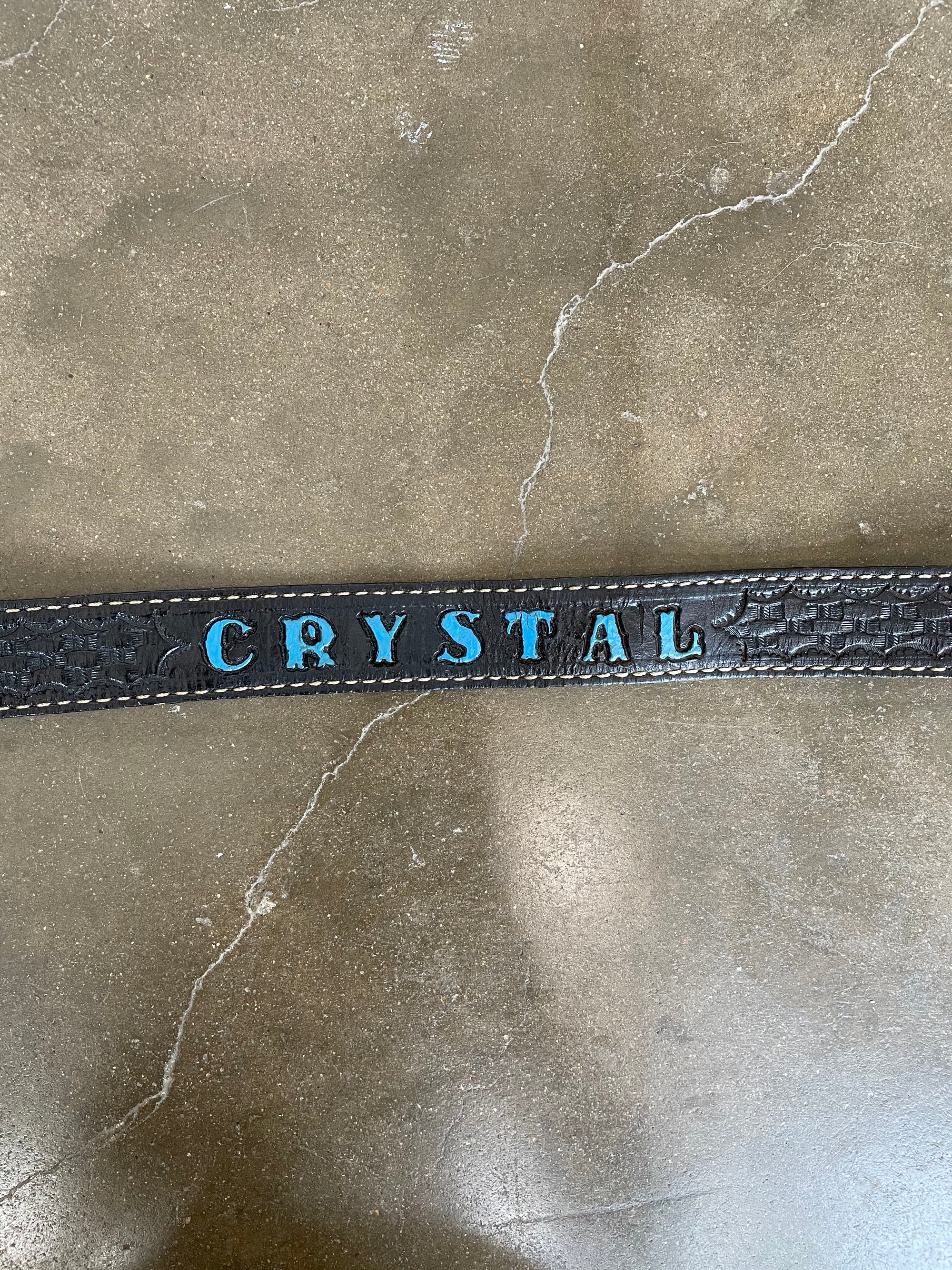 Vintage "Crystal" Black Leather Belt