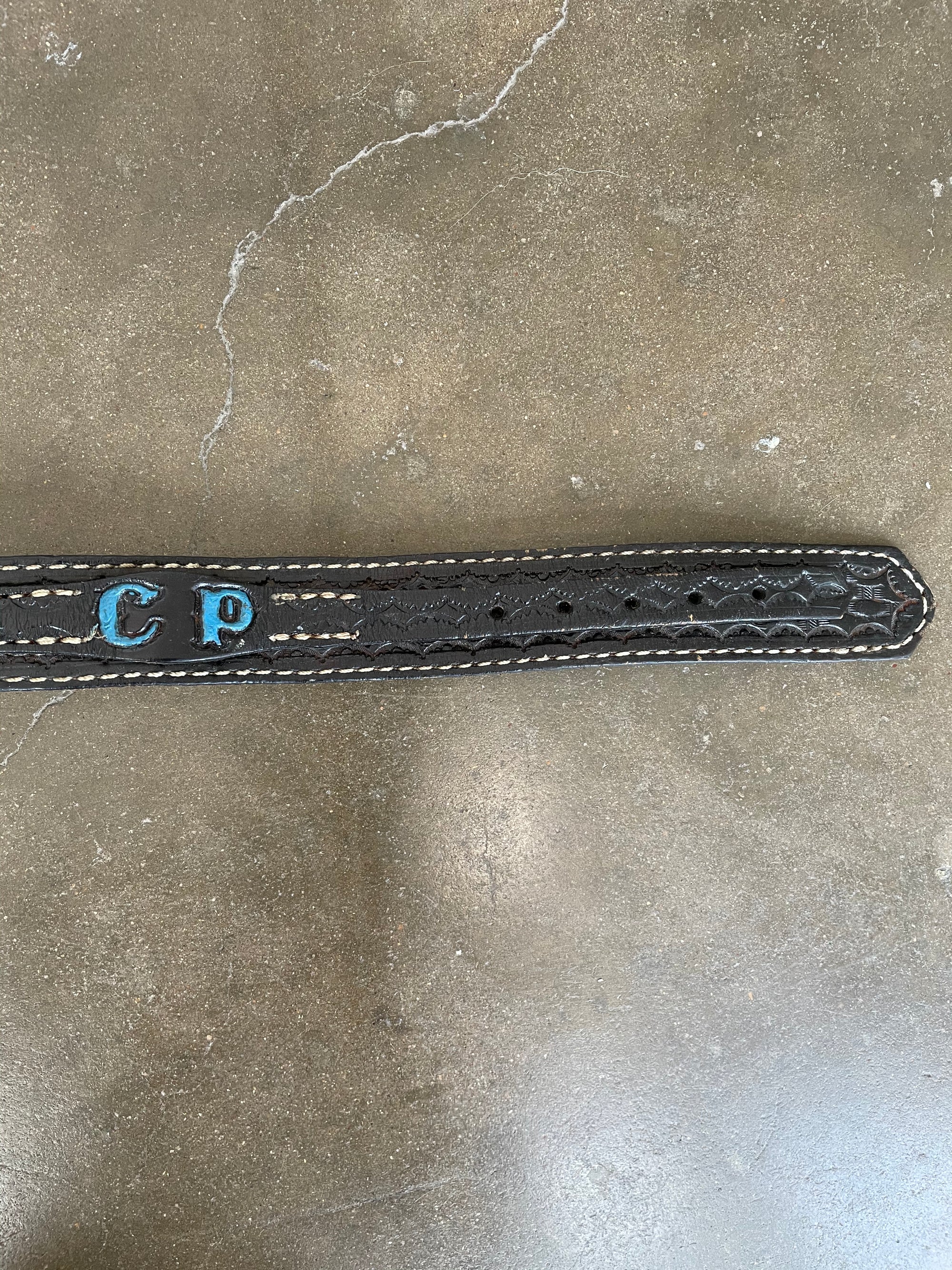 Vintage "Crystal" Black Leather Belt