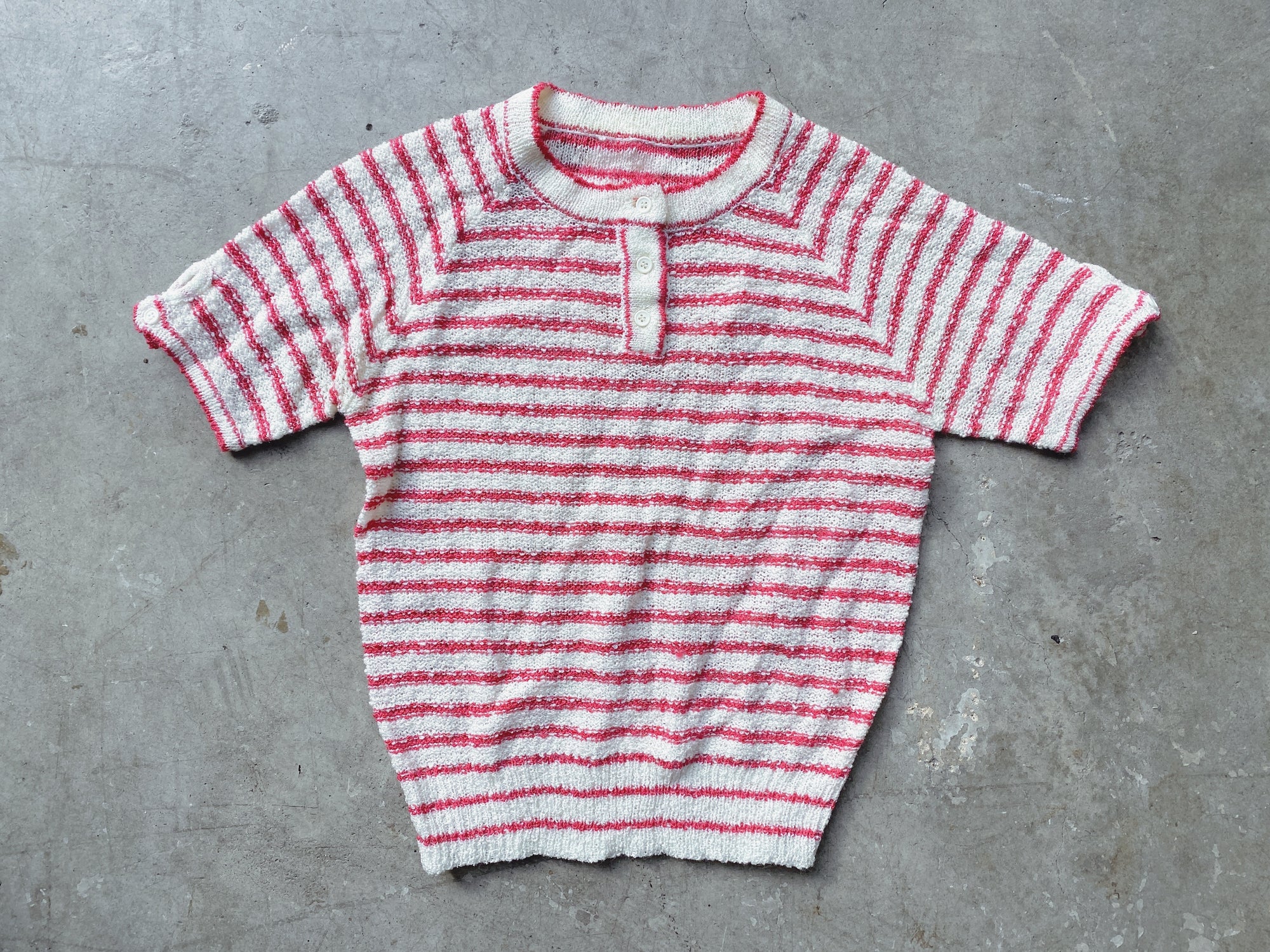 Red & White Stripe Knit Henley