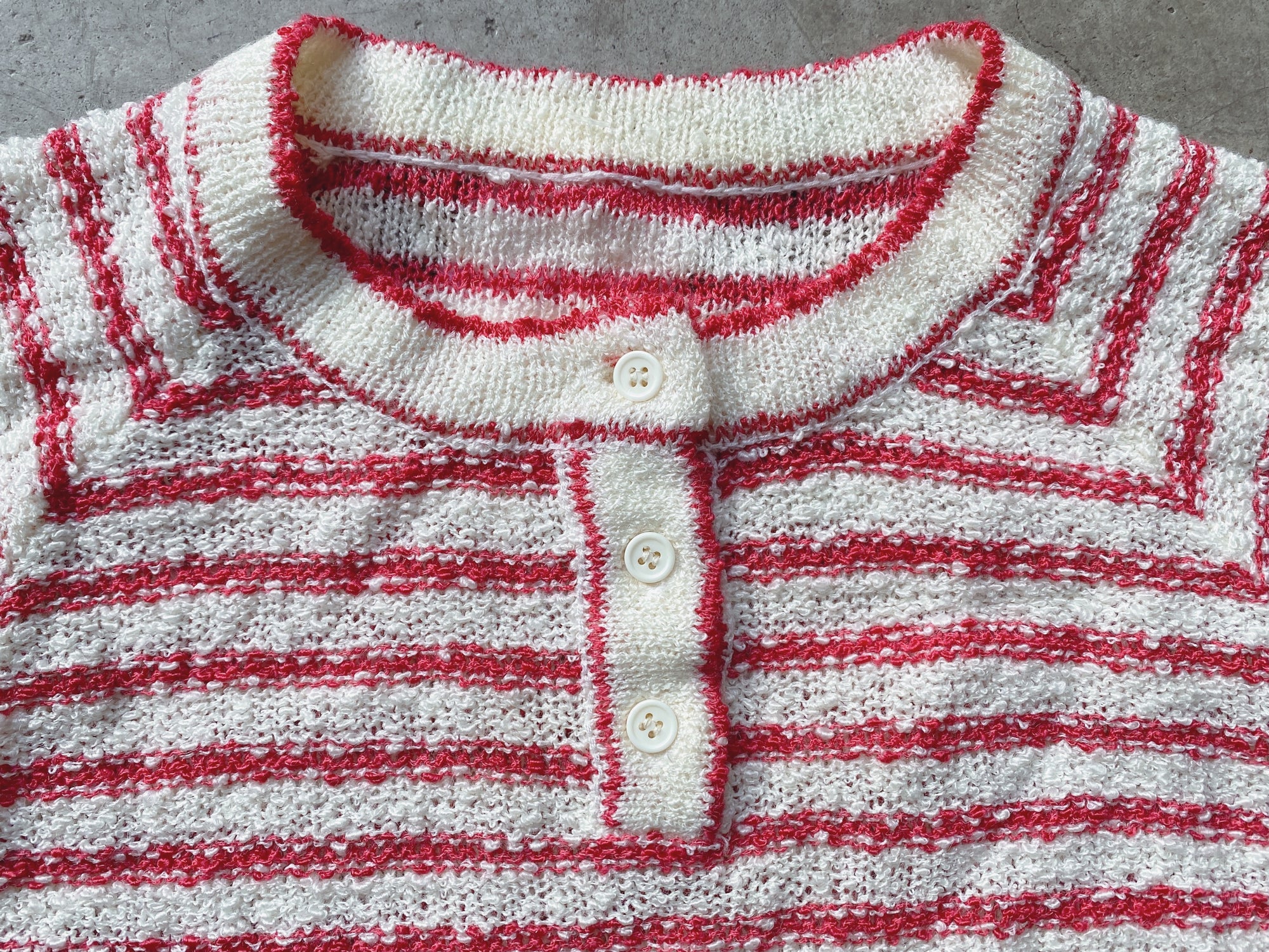 Red & White Stripe Knit Henley