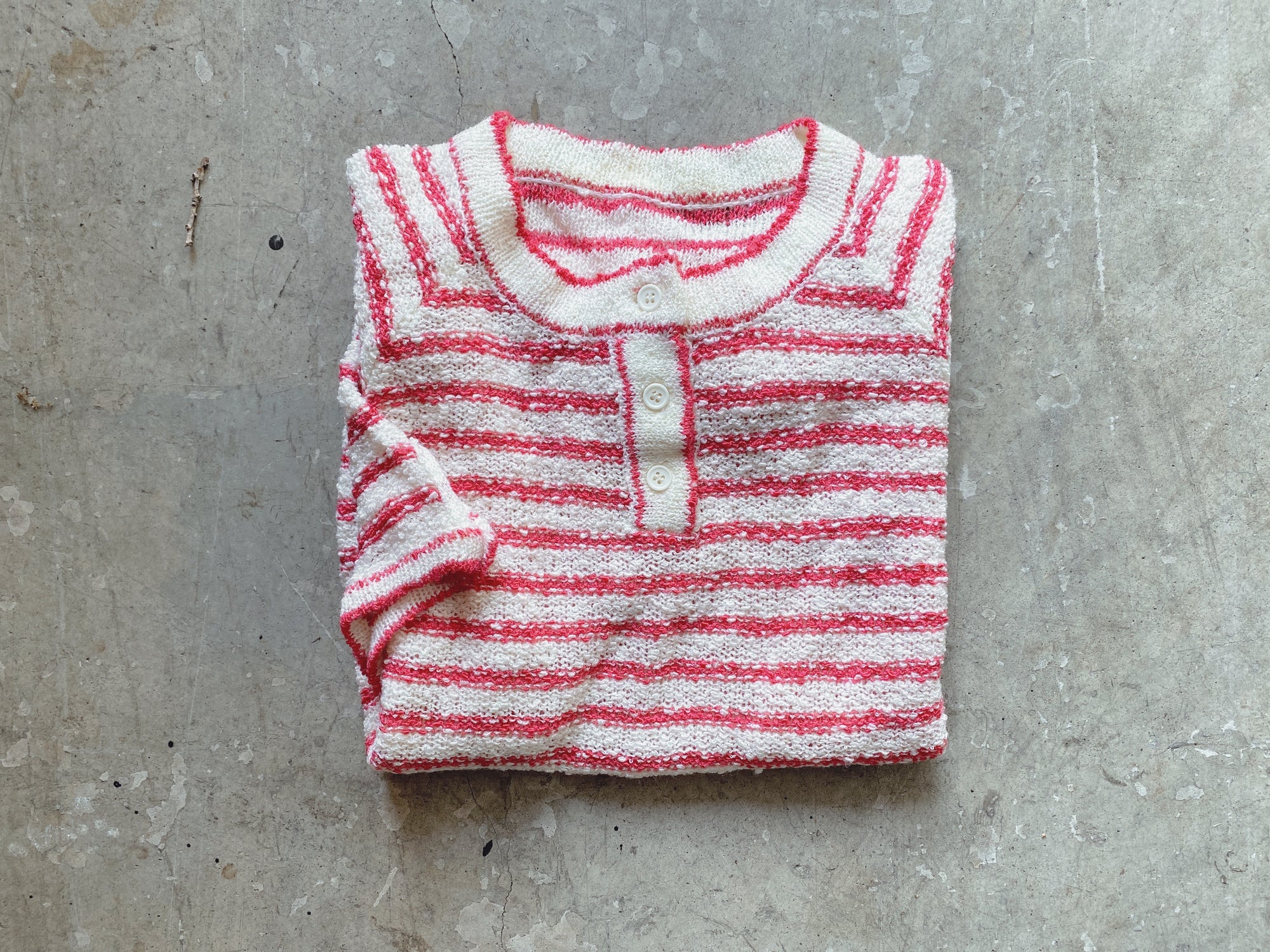 Red & White Stripe Knit Henley