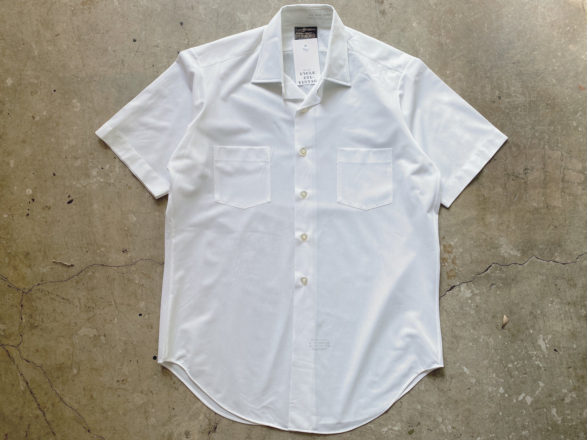 1970s White Sears Short Sleeve Button Down