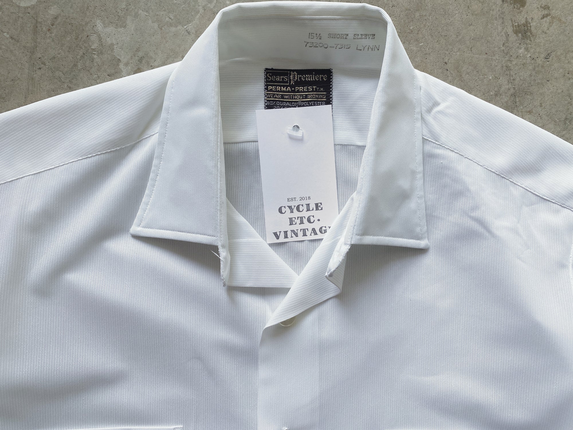 1970s White Sears Short Sleeve Button Down